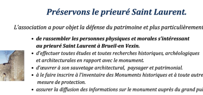 Nouvelle association :« Préservons le Prieuré Saint Laurent »