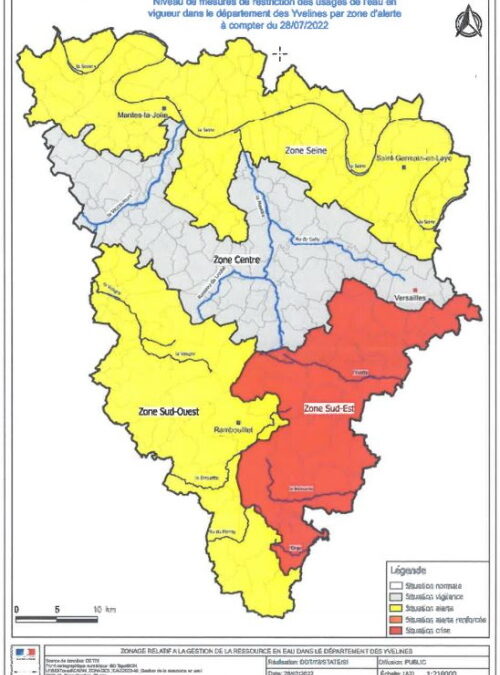 Renforcement des restrictions des usages de l’eau dans les Yvelines